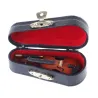 Mini skrzypce drewniane - instrument muzyczny - miniaturowa dekoracja - ze stojakiem / futerałemDekoracje