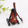 Mini skrzypce drewniane - instrument muzyczny - miniaturowa dekoracja - ze stojakiem / futerałemDekoracje
