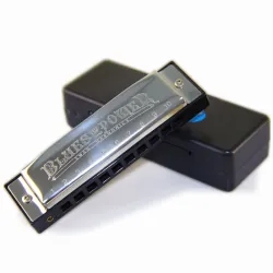 Swan brass harmonica - 10 holes - with case