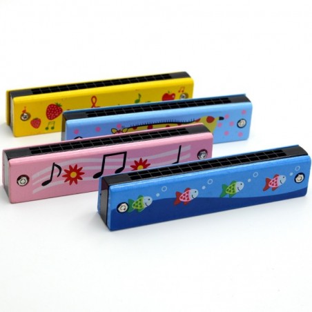 Wooden harmonica - double-row - 16 holes - cartoon design