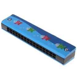 Houten mondharmonica - dubbele rij - 16 gaten - cartoon designMondharmonica