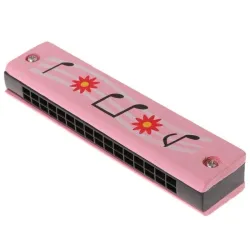 Mundharmonika aus Holz - zweireihig - 16 Löcher - Cartoon-Design