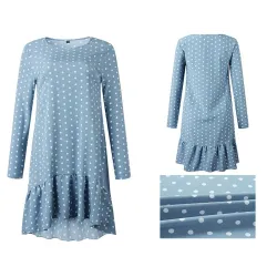 Herbstkleid mit Tupfen - mit langen Ärmeln