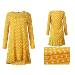 Herbstkleid mit Tupfen - mit langen Ärmeln