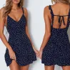 Sexy Sommer Minikleid - Polka Dots - rückenfrei - mit Rüschenträgern