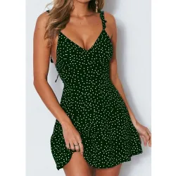 Sexy Sommer Minikleid - Polka Dots - rückenfrei - mit Rüschenträgern
