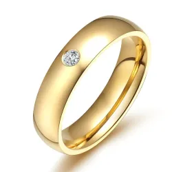 Stainless steel ring - 5mm - with crystal decoration