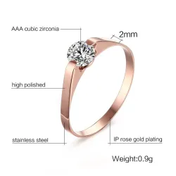 Rosé gouden ring - roestvrij staal - met kubieke zirkoonRingen
