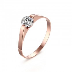 Rose gold ring - stainless steel - with CZ stone