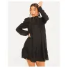 Elegant loose mini dress - puff sleeves - turtle neck with ruffles