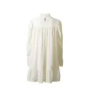 Elegante losse mini-jurk - pofmouwen - col met ruchesJurken