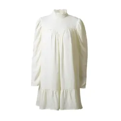 Elegant dress for woman - puff sleeve - turtleneck - ruffles - A-Line plus size  - 2021 design