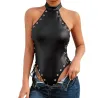 Blusas y camisasSexy leather halter top - backless - zig zag lace