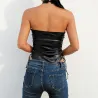 Sexy Lederbody - rückenfreies Top - mit seitlichen Bindebändern