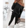 Eleganter / sportlicher Trainingsanzug - Set mit Pullover und Hose - mit Herz / Perlenverzierung