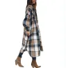 Vintage plaid coat - long shirt - with buttons / pockets