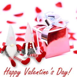 Gnome à longues jambes de la Saint-Valentin - poupée en peluche - 2 pièces