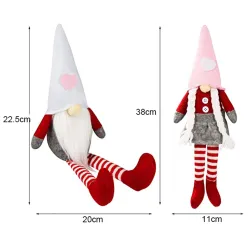 Gnome à longues jambes de la Saint-Valentin - poupée en peluche - 2 pièces