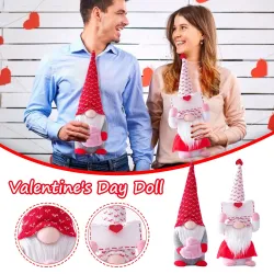 Gnome à longues jambes de la Saint-Valentin - poupée en peluche - 2 pièces