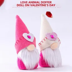 Gnome à longues jambes de la Saint-Valentin - poupée en peluche - 2 pièces