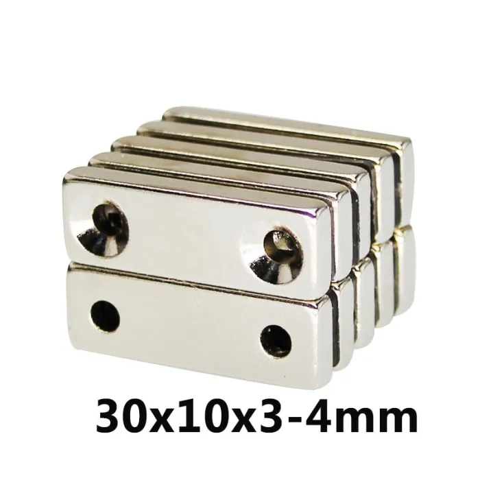 N35N35 rectangular magnet - with double holes - 30 * 10 * 3.4mm - 20 / 30 / 50 pieces