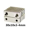 N35 - magnes neodymowy - prostokątny - z podwójnymi 4mm otworami - 30 * 10 * 3mmN35