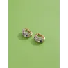 Infinity style earrings - with blue cubic zircon