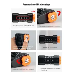 Steel folding bicycle - lock - anti theft - with password