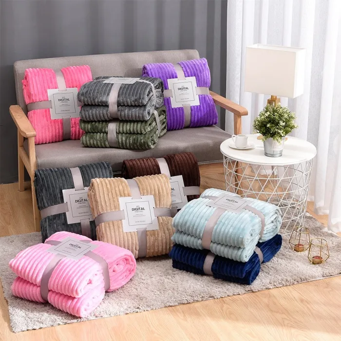 Quilted flannel blanket - super soft - bedspread - throw over for sofa - winter warm