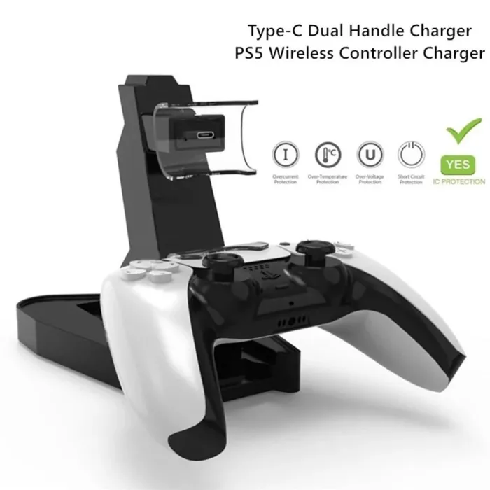 PS5 controller charger - charging dock - dual handle - wireless - USB - LED