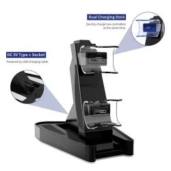 Ładowarka do kontrolera PS5 - stacja ładująca - podwójna rączka - bezprzewodowa - USB - LEDAkcesoriów