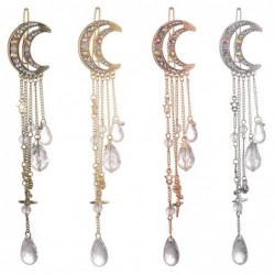 Pinzas de cabelloMoon crescent - tassel earrings - with crystal decorations