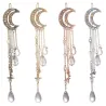 Moon crescent - tassel earrings - with crystal decorations