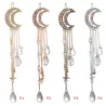 Moon crescent - tassel earrings - with crystal decorations