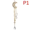 Moon crescent - tassel earrings - with crystal decorations