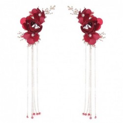 Pinzas de cabelloRed rose flower - crystal hair clip - weddings / bride / women