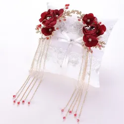 Pinzas de cabelloRed rose flower - crystal hair clip - weddings / bride / women