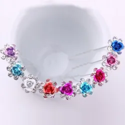 Luxurious hair pins with crystal flowers - 200 pieces