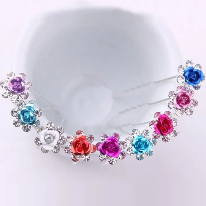 Crystal flower hair pins - 200 pieces / lot