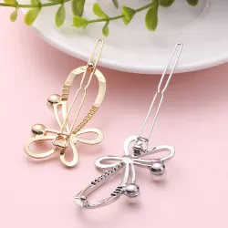 Vlinderstrik - metalen haarclip - met parelsHaarspelden