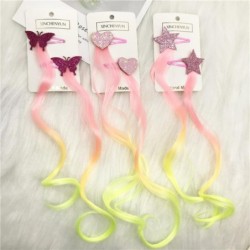 Gradient colorful hair extensions - star / heart / butterfly - with metal clip