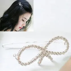 Bow shaped crystal hair clip