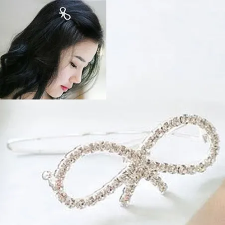 Bow shaped crystal hair clipHair clips