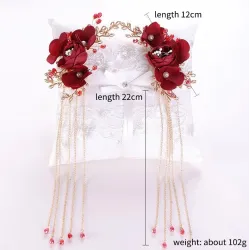Pinzas de cabelloRed rose flower - crystal hair clip - weddings / bride / women