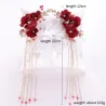 Pinzas de cabelloRed rose flower - crystal hair clip - weddings / bride / women