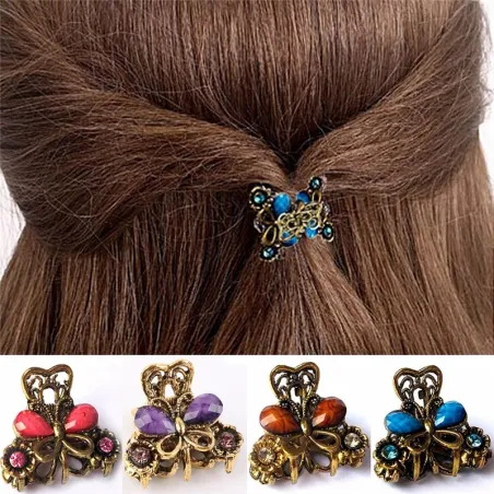 Crab shaped hairclip - with crystal decorations - girls / women