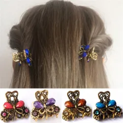 Crab shaped hairclip - with crystal decorations - girls / women