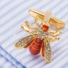 Bee shaped metal cufflinks - with crystals