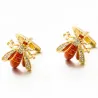 Bee shaped metal cufflinks - with crystals