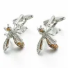 Bee shaped metal cufflinks - with crystals
